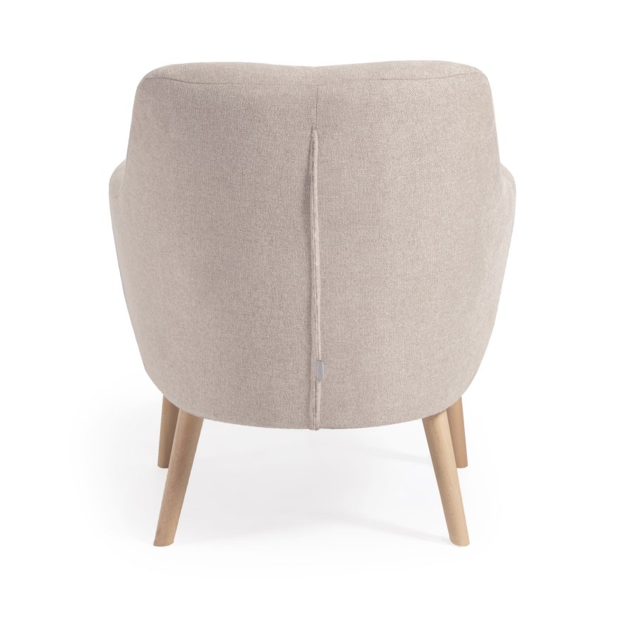 KAVE HOME Candela lenestol - beige stoff og naturlig bketre
