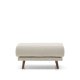 KAVE HOME Karin fotskammel i beige chenille med ben i heltre bk 90 x 70 cm