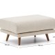 KAVE HOME Karin fotskammel i beige chenille med ben i heltre bk 90 x 70 cm