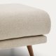 KAVE HOME Karin fotskammel i beige chenille med ben i heltre bk 90 x 70 cm