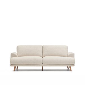 KAVE HOME Karin 2-sits soffa i beige med ben i massiv bok, 210 cm