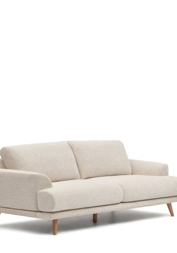 KAVE HOME Karin 3-manns sofa - beige stoff og naturlig bketre