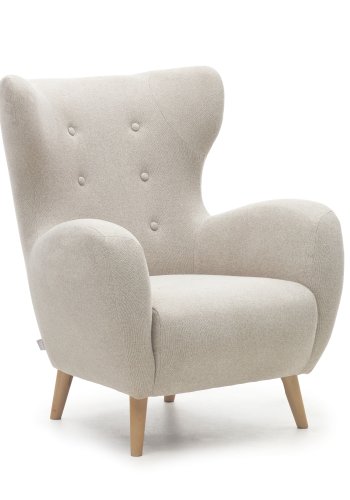 KAVE HOME Patio lenestol, med armlener - beige chenille og bketre