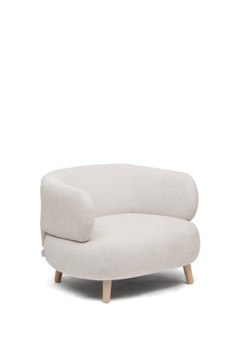 
KAVE HOME Luisa lenestol - perle chenille stoff, naturfarget bøkben, med armlener
