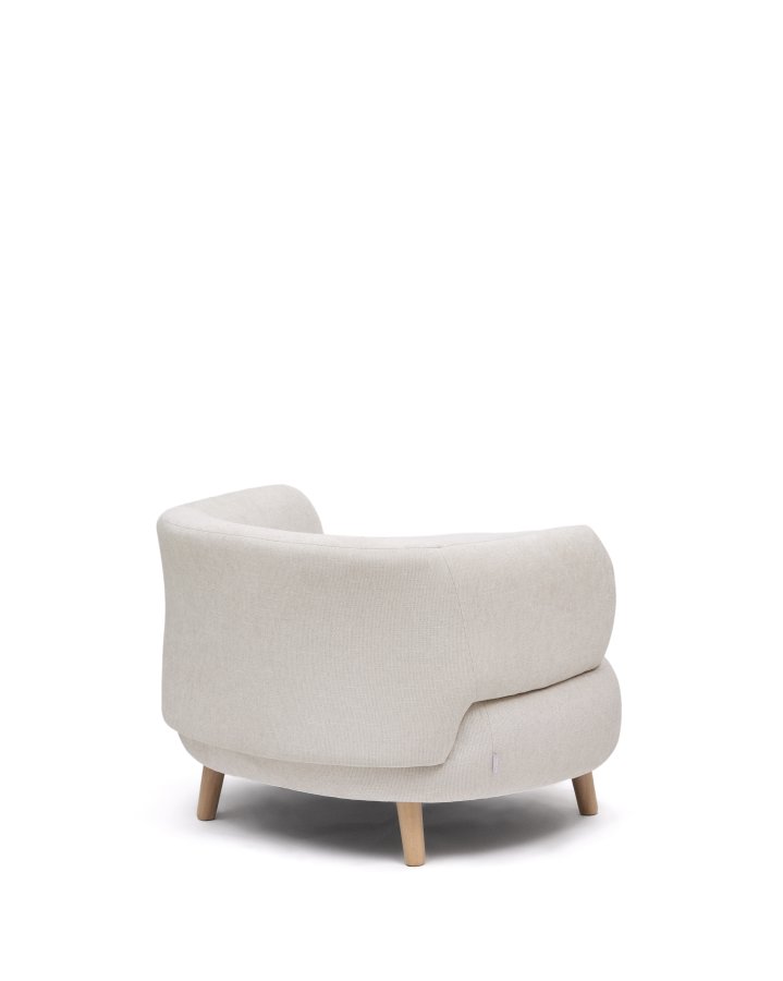 
KAVE HOME Luisa lenestol - perle chenille stoff, naturfarget bøkben, med armlener
