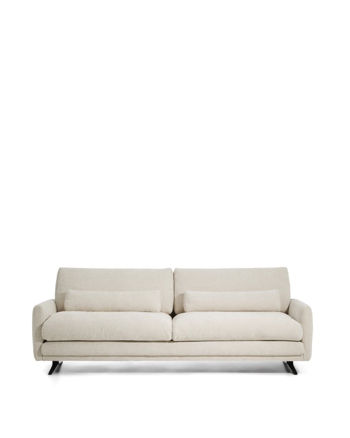 KAVE HOME Veliro 3 pers. sofa - beige chenille og sort st�l (240cm)