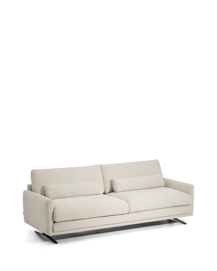 KAVE HOME Veliro 3 pers. sofa - beige chenille og sort st�l (240cm)