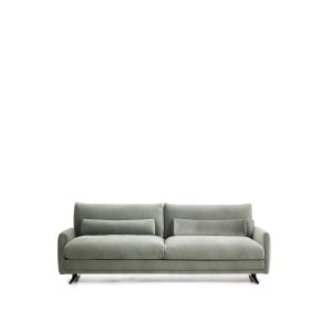 KAVE HOME Veliro 3 pers. sofa - gr�n fl�jl stof og sort st�l (240cm)