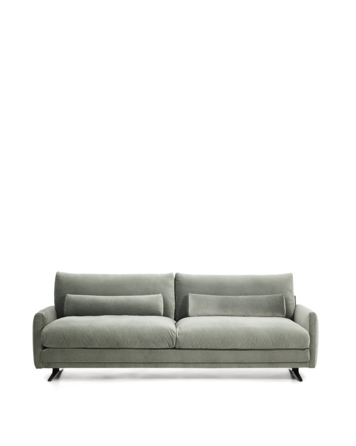 KAVE HOME Veliro 3 pers. sofa - gr�n fl�jl stof og sort st�l (240cm)