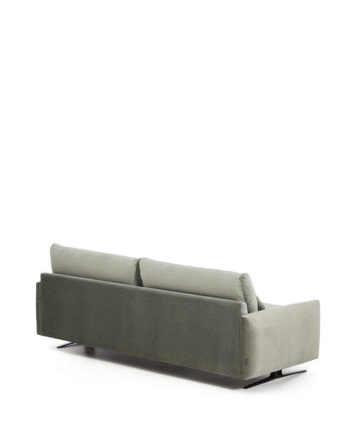 KAVE HOME Veliro 3 pers. sofa - gr�n fl�jl stof og sort st�l (240cm)