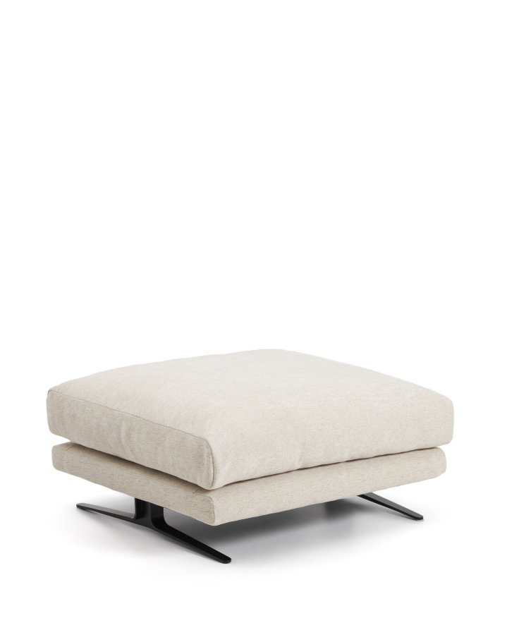 KAVE HOME Veliro fodskammel, rektangul�r - beige chenille og sort st�l (90x85)