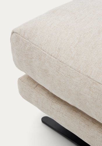 KAVE HOME Veliro fodskammel, rektangul�r - beige chenille og sort st�l (90x85)