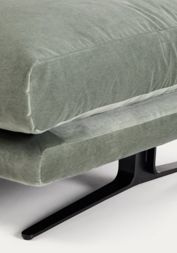 KAVE HOME Veliro fodskammel, rektangul�r - gr�n fl�jl stof og sort st�l (90x85)