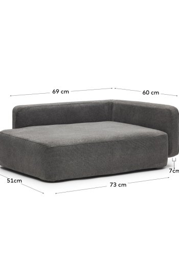 KAVE HOME Bowie hundekurv, lille, rektangulr - mrkegr stof (60x73)