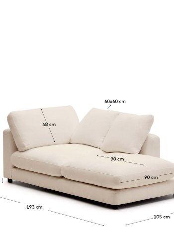 KAVE HOME Gala sjeselong hyre i beige, 193 x 105 cm