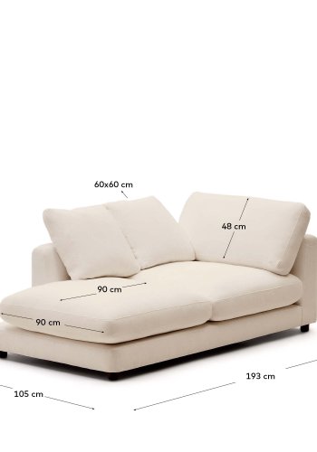 KAVE HOME Gala venstre sjeselong i beige, 193 x 105 cm