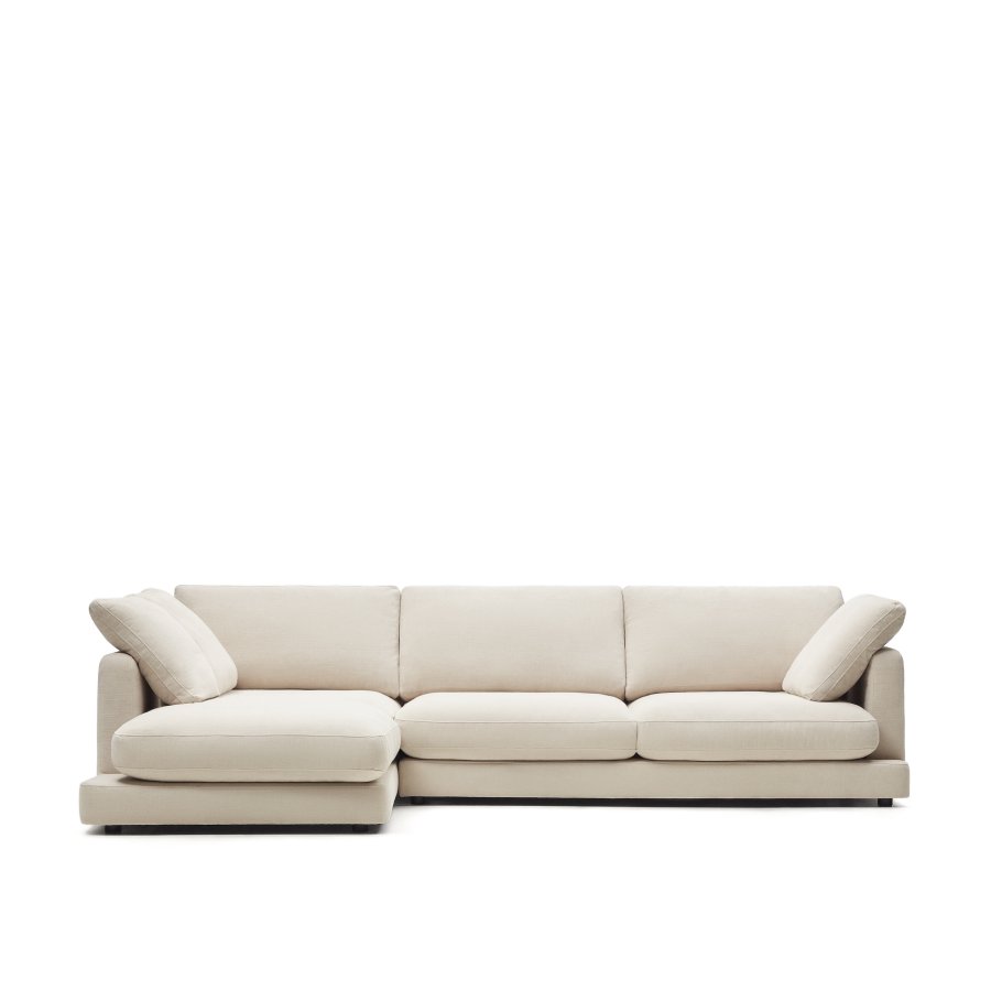 KAVE HOME Gala 4-seters sofa, med venstre sjeselong - beige stoff (300 cm)