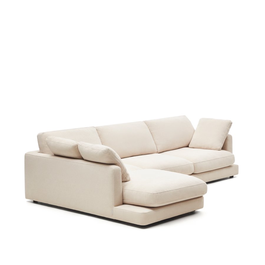 KAVE HOME Gala 4-seters sofa, med venstre sjeselong - beige stoff (300 cm)