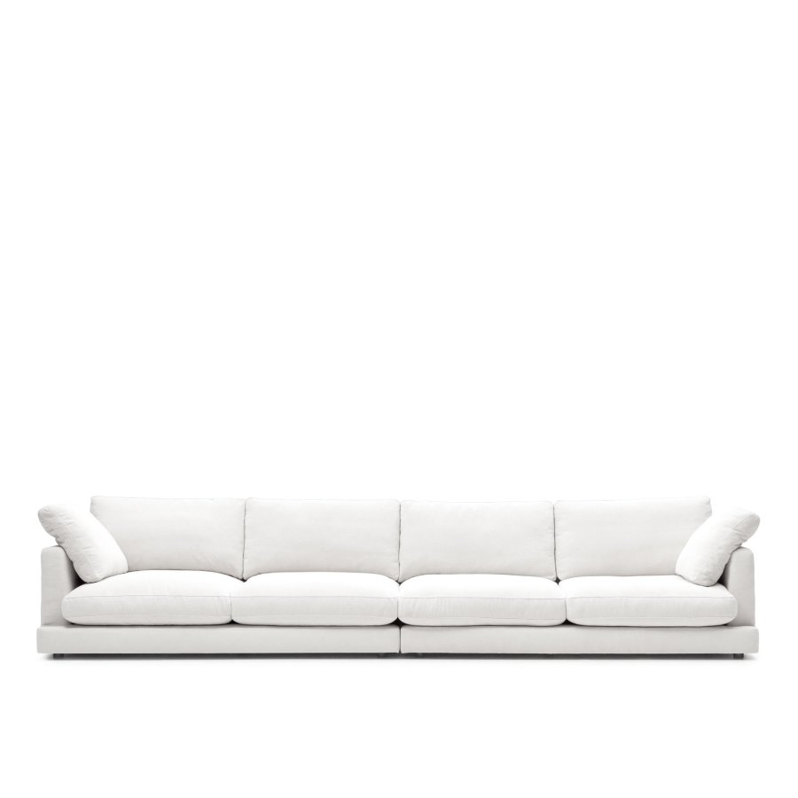 KAVE HOME Gala 6-seters sofa - hvitt stoff (390cm)