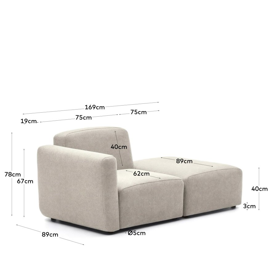 KAVE HOME Neom 1-persons modulsofa med ryggmodul i beige, 169 cm FSC Mix Credit