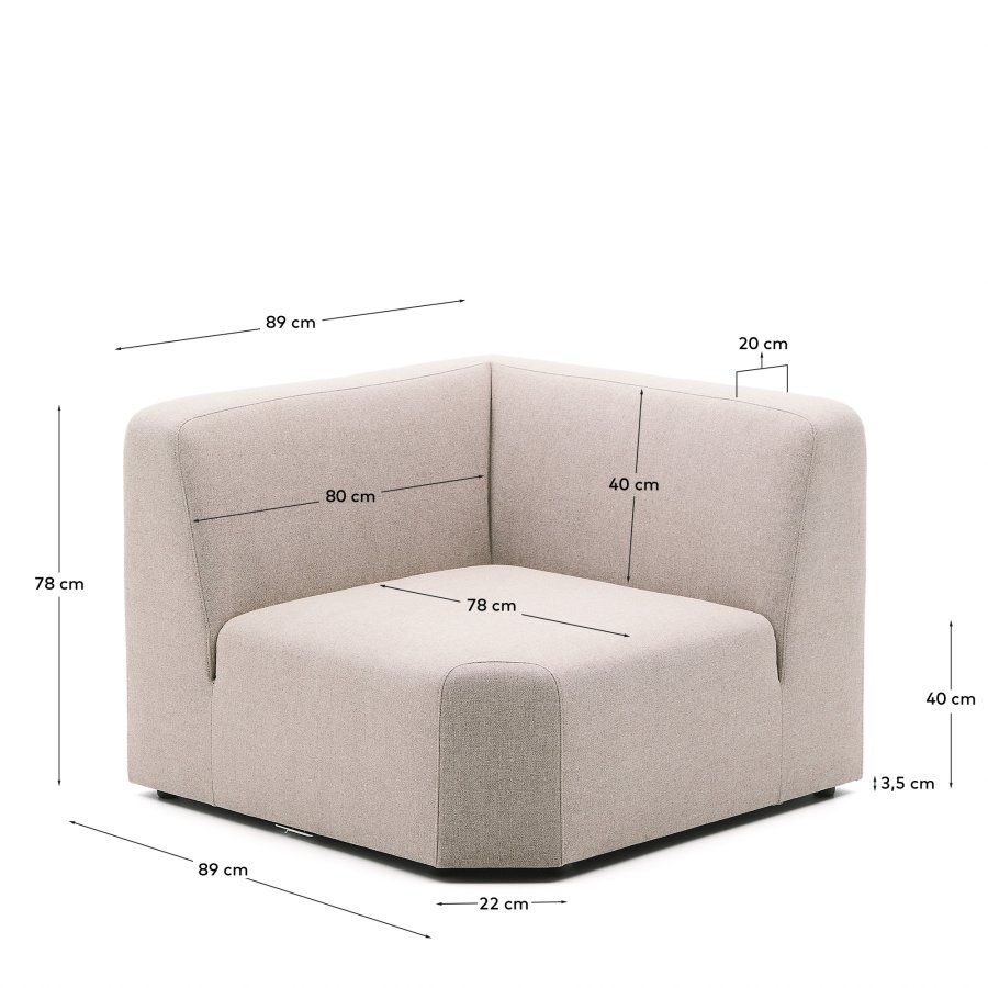 KAVE HOME Neom hjrnemodul beige 75 cm FSC Mix Kreditt