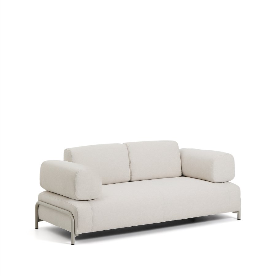 KAVE HOME Compo 2-pers. sofa - ecru chenille stof og beige metal (200cm)