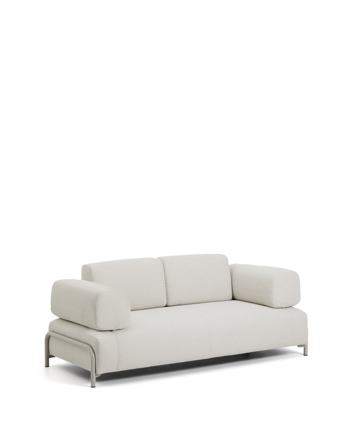 KAVE HOME Compo 2-pers. sofa - ecru chenille stof og beige metal (200cm)