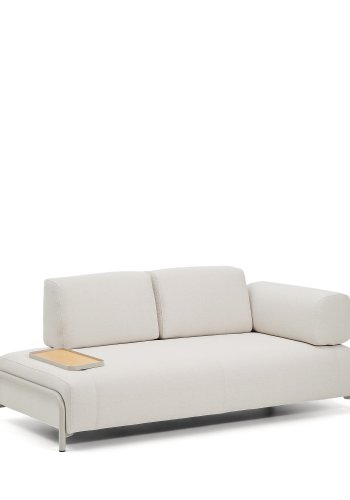 KAVE HOME Compo 2-pers. sofa, lille egefin�r bakkebord - ecru chenille stof og beige metal (200cm)