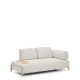 KAVE HOME Compo 2-pers. sofa, lille egefin�r bakkebord - ecru chenille stof og beige metal (200cm)