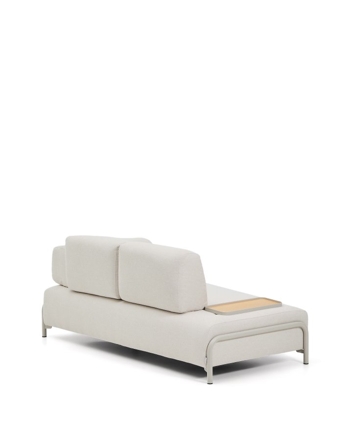 KAVE HOME Compo 2-pers. sofa, lille egefin�r bakkebord - ecru chenille stof og beige metal (200cm)