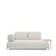 KAVE HOME Compo 2-pers. sofa, stort egefin�r bakkebord - ecru chenille stof og beige metal (200cm)