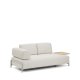 KAVE HOME Compo 2-pers. sofa, stort egefin�r bakkebord - ecru chenille stof og beige metal (200cm)
