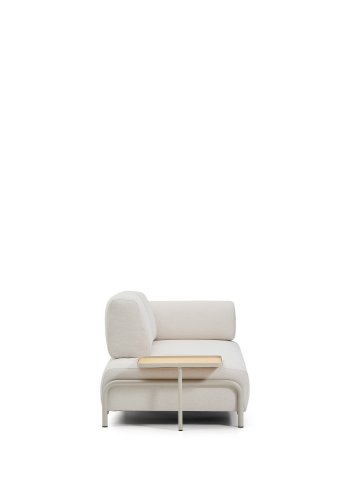 KAVE HOME Compo 2-pers. sofa, stort egefin�r bakkebord - ecru chenille stof og beige metal (200cm)