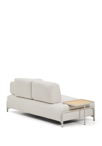 KAVE HOME Compo 2-pers. sofa, stort egefin�r bakkebord - ecru chenille stof og beige metal (200cm)