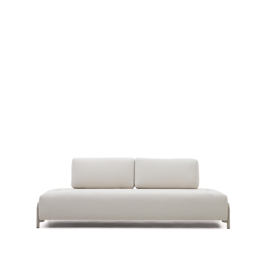 KAVE HOME Compo 3-seters sofa - beige chenille med gr metallstruktur (232cm)