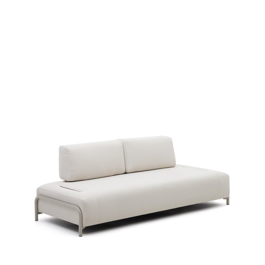 KAVE HOME Compo 3-seters sofa - beige chenille med gr metallstruktur (232cm)