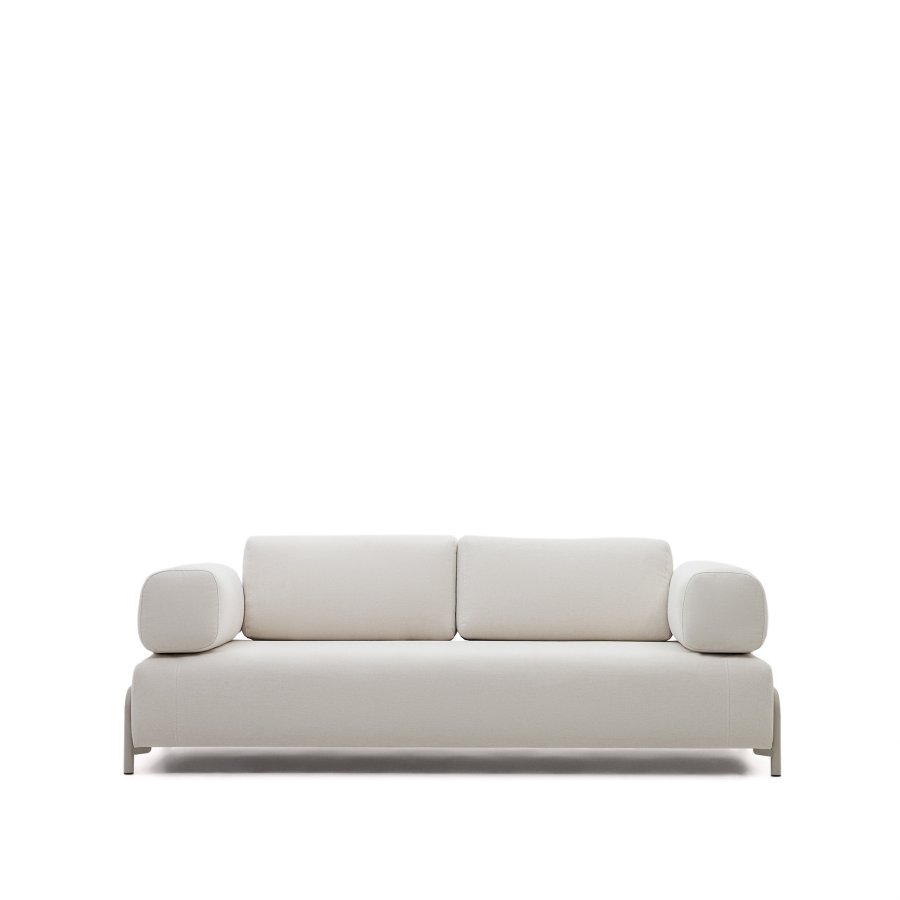 KAVE HOME Compo 3-seters sofa - beige chenille med gr metallstruktur (232)