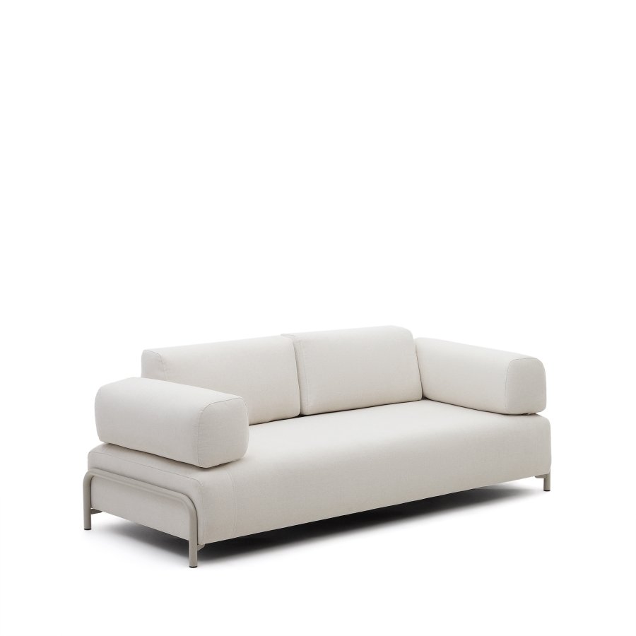 KAVE HOME Compo 3-seters sofa - beige chenille med gr metallstruktur (232)
