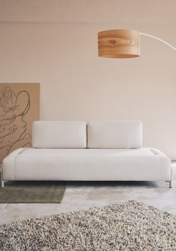 KAVE HOME Compo 3-seters sofa - beige chenille med gr metallstruktur (232)