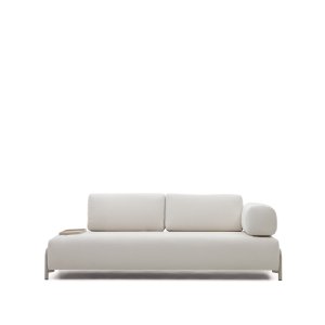 KAVE HOME Compo 3 pers. sofa, m. lille bakke - beige chenille med gr metalstruktur (232cm)