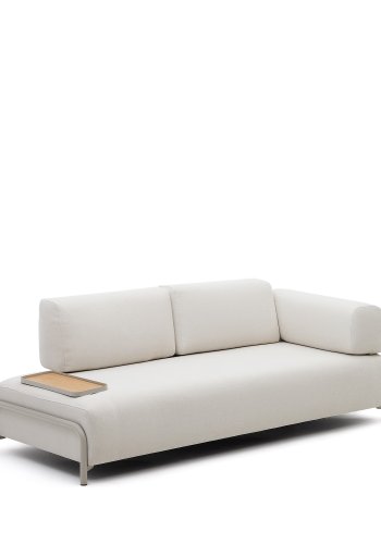 KAVE HOME Compo 3-seters sofa, med lite brett - beige chenille med gr metallstruktur (232cm)