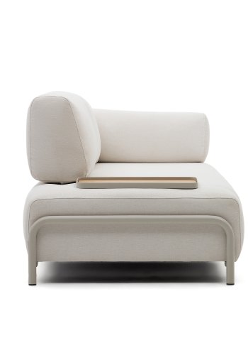 KAVE HOME Compo 3-seters sofa, med lite brett - beige chenille med gr metallstruktur (232cm)