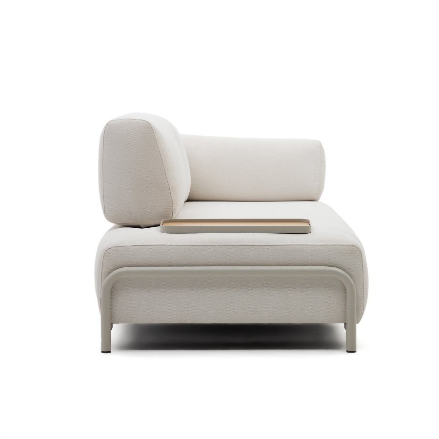 KAVE HOME Compo 3-seters sofa, med lite brett - beige chenille med gr metallstruktur (232cm)