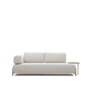 KAVE HOME Compo 3 pers. sofa, m. stor bakke - beige chenille med gr metalstruktur (232cm)