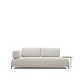KAVE HOME Compo 3-manns sofa med stort brett - beige chenille med gr metallstruktur (232cm)