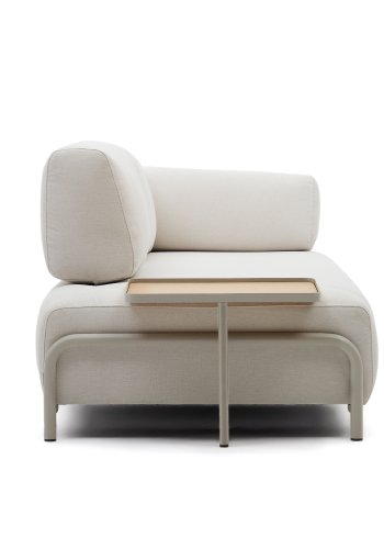 KAVE HOME Compo 3-manns sofa med stort brett - beige chenille med gr metallstruktur (232cm)