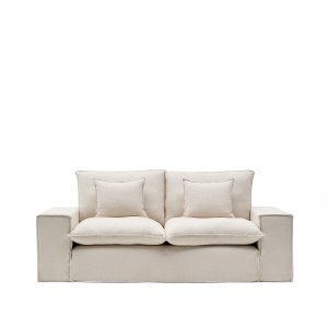 KAVE HOME Anarela 2-pers. sofa, m. aftageligt betr�k og hynder - beige h�r (240cm)