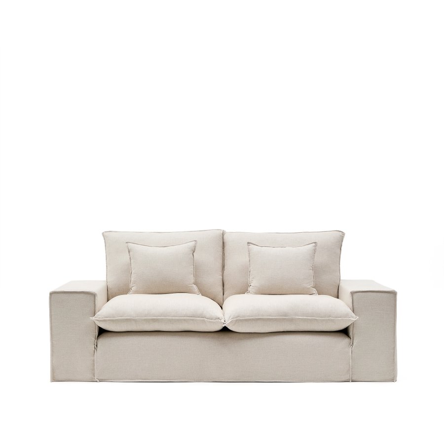 KAVE HOME Anarela 2-pers. sofa, m. aftageligt betr�k og hynder - beige h�r (240cm)