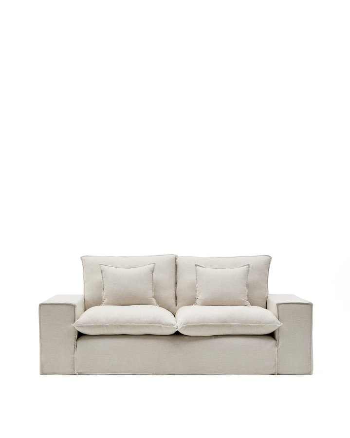 KAVE HOME Anarela 2-pers. sofa, m. aftageligt betr�k og hynder - beige h�r (240cm)