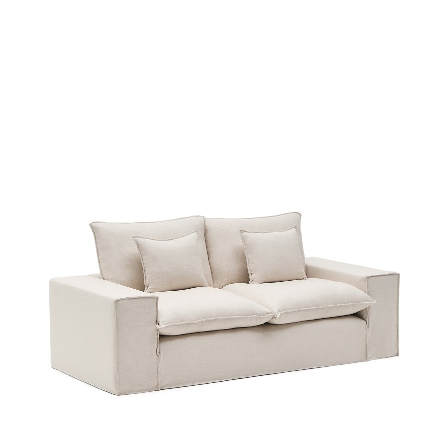 KAVE HOME Anarela 2-pers. sofa, m. aftageligt betr�k og hynder - beige h�r (240cm)